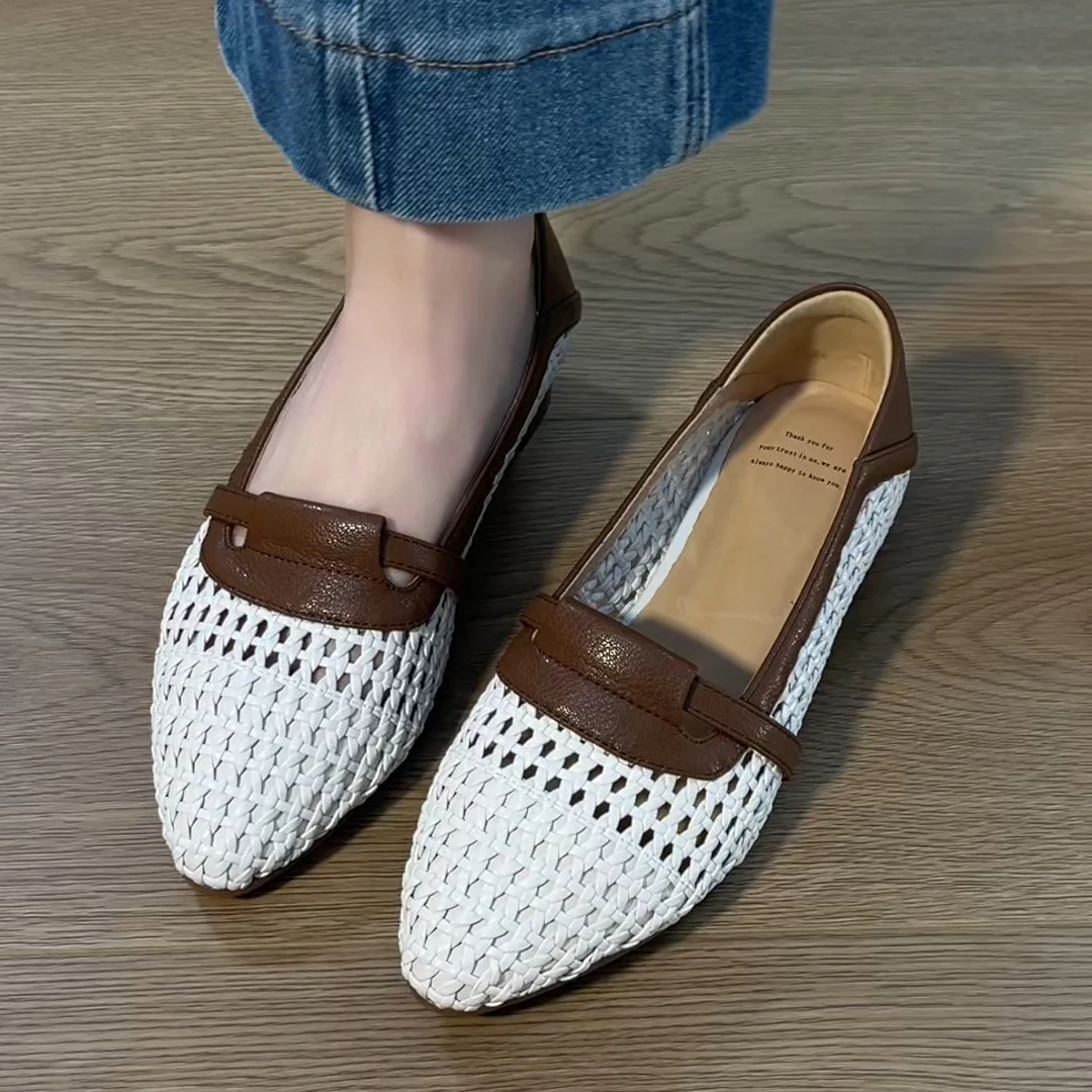 单鞋2025年新款洞洞鞋夏季百搭简约镂空编织单鞋气质温柔粗跟女鞋