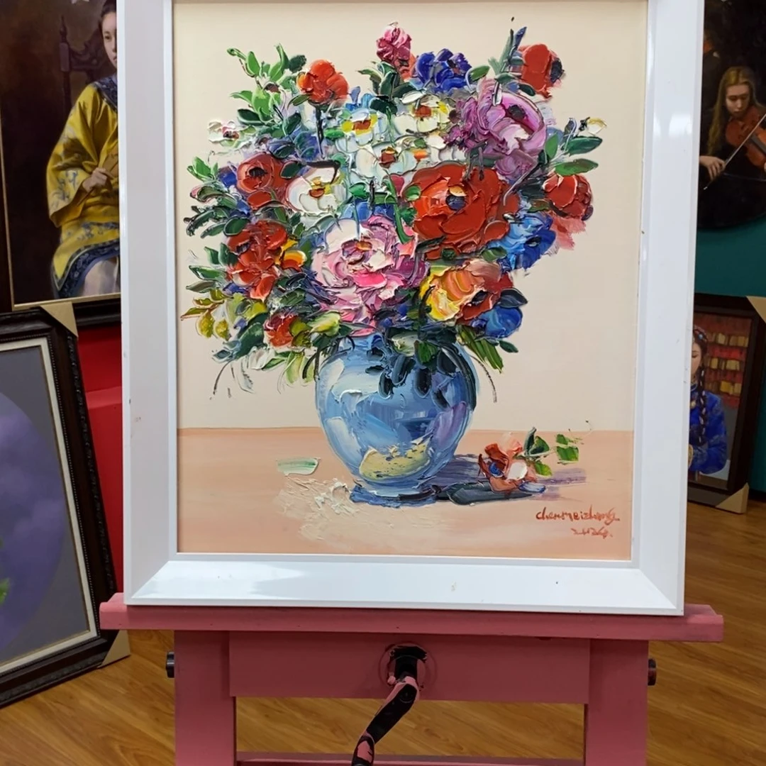 油画陈梅中50.60花卉尺寸