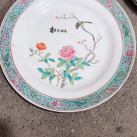 杯尹***哥景德镇粉彩花鸟25公分盘