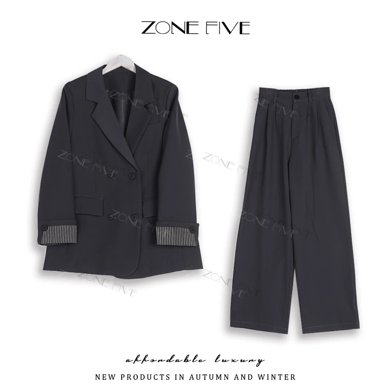 【zonefive】2025年西装外套女两件套装轻奢韩剧女主穿搭长西裤子