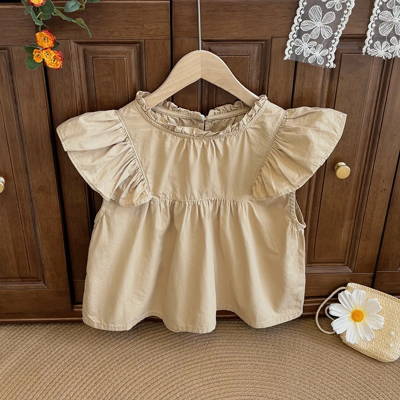 【蓓乐娃断码捡漏】女童夏季新款时尚洋气女宝宝纯色飞袖背心夏季