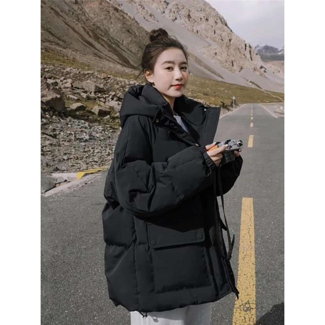 羽绒服女士冬季2025新款加厚时尚面包服短款小个子连帽棉衣袄外套