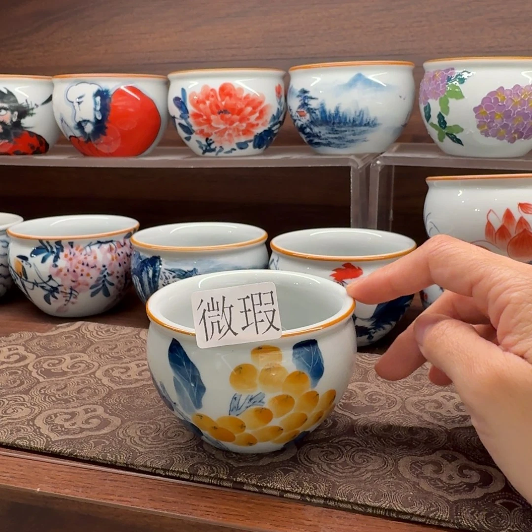 釉下手绘茶具微瑕