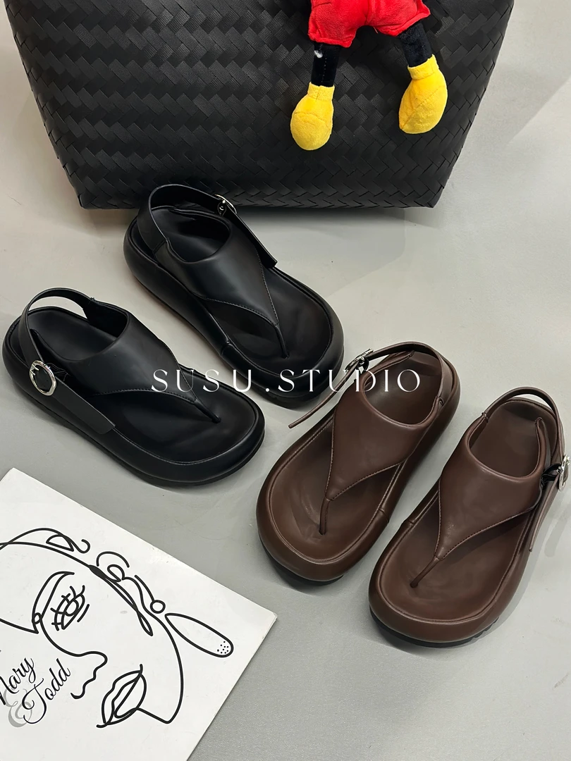 SUSU【盛夏海岛】极简人字夹脚休闲厚底沙滩罗马凉鞋