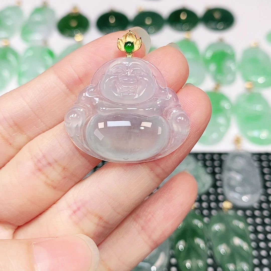 翡翠吊坠(不含链)18K金镶嵌