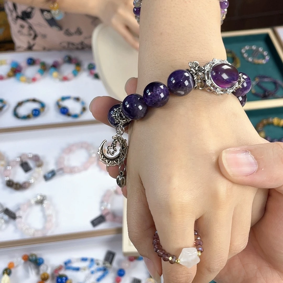 水晶手链银S925镀金镶嵌