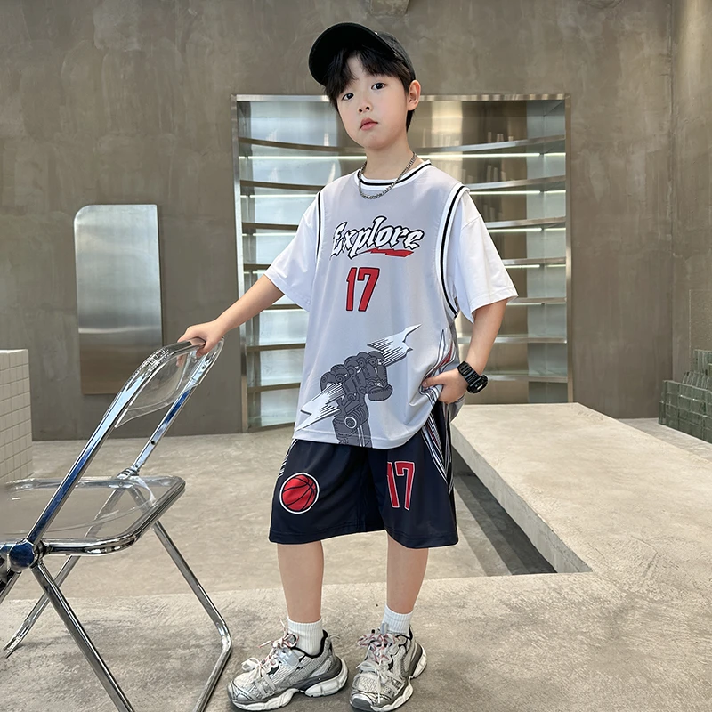 儿童篮球服男童夏季套装2025新款男孩速干短袖运动训练服球衣夏装