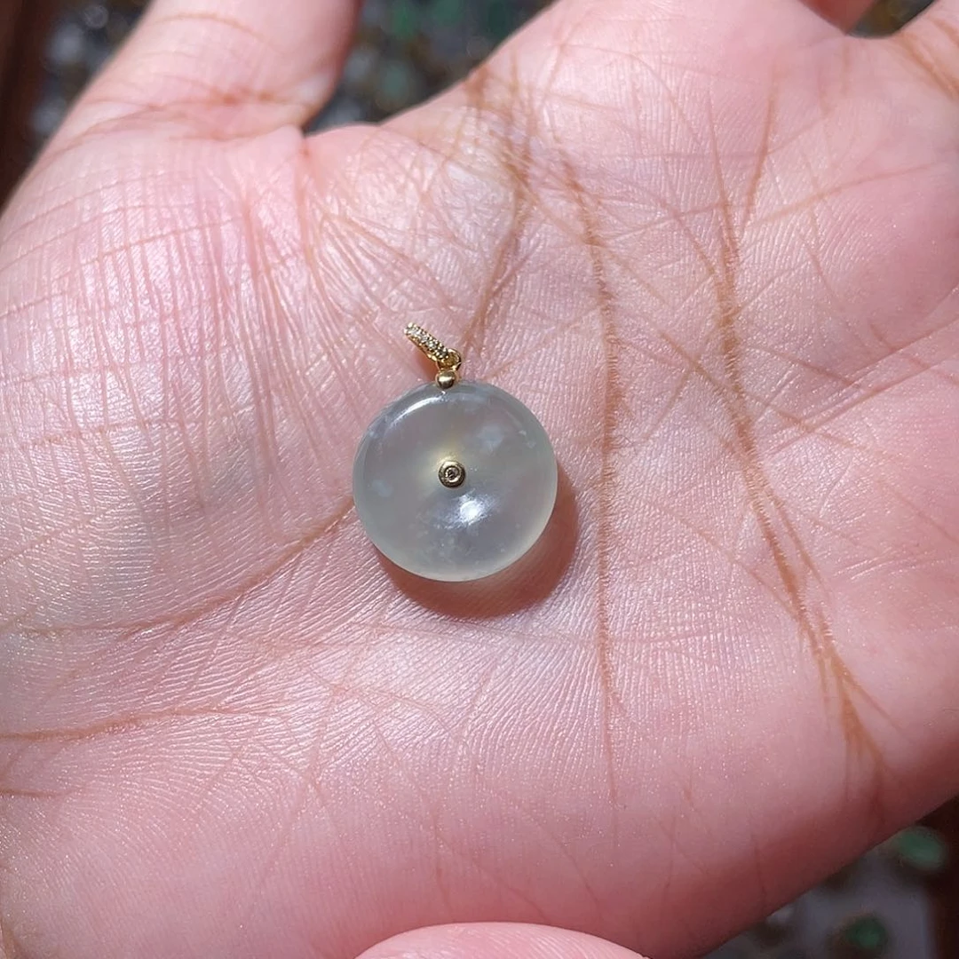 吊坠(不含链)18K金镶嵌翡翠