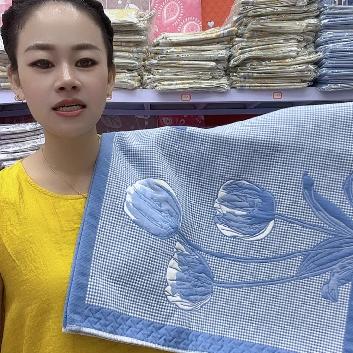 棉蓝色郁金香纯棉