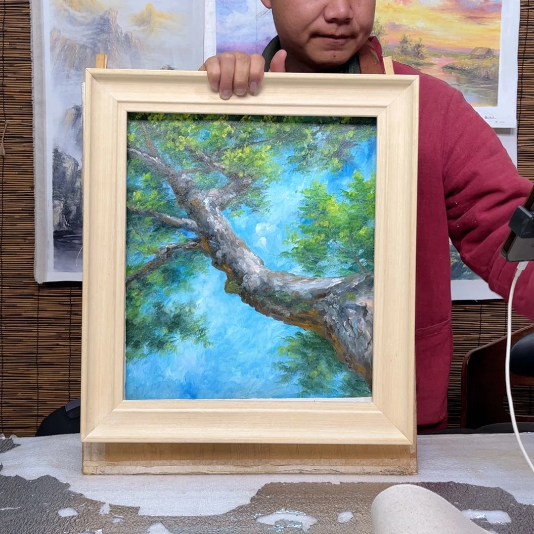 油画行路人小院绘画作品竞拍