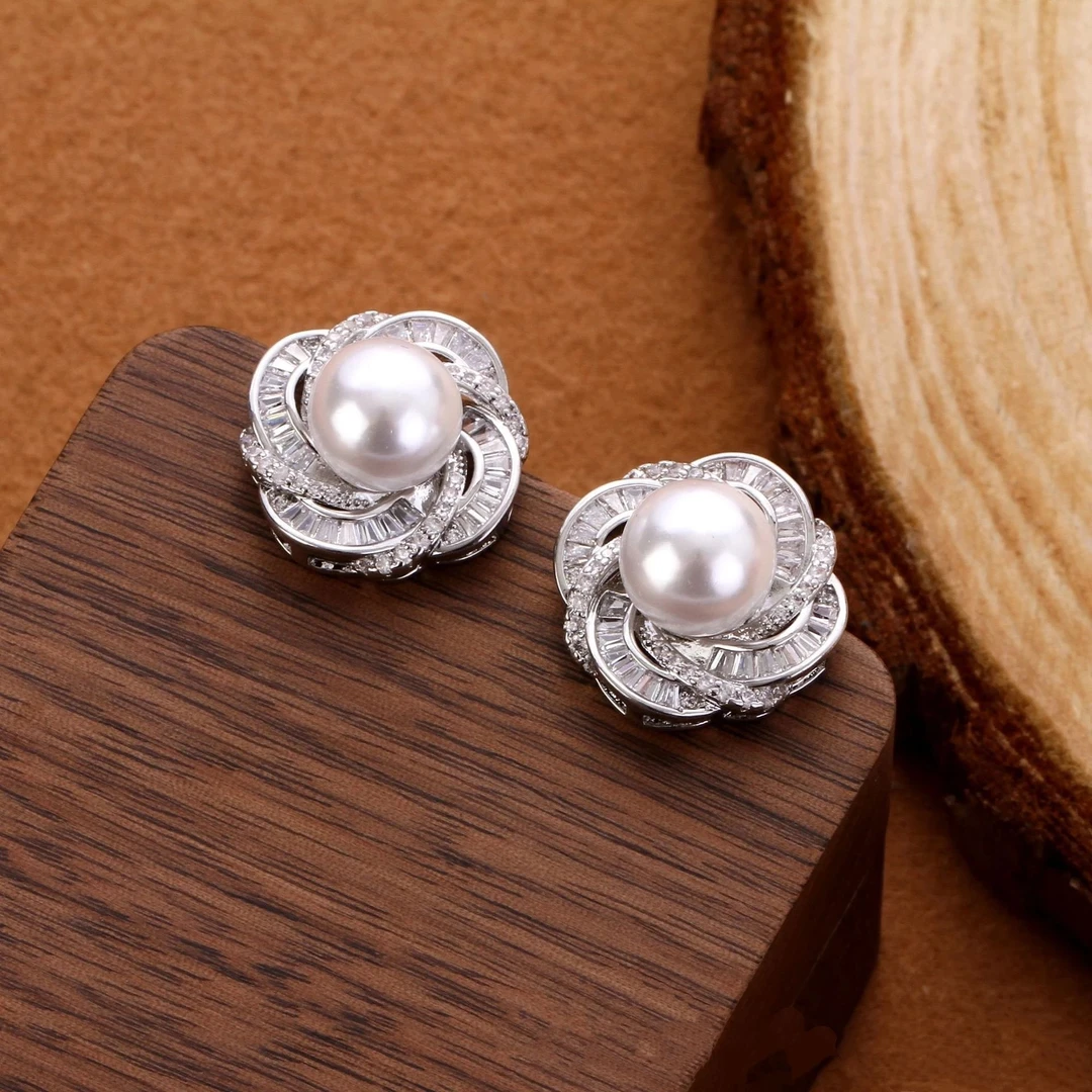 925银仿珍珠耳饰 女耳钉欧美风耳饰耳环素款饰品轻奢小香风百搭