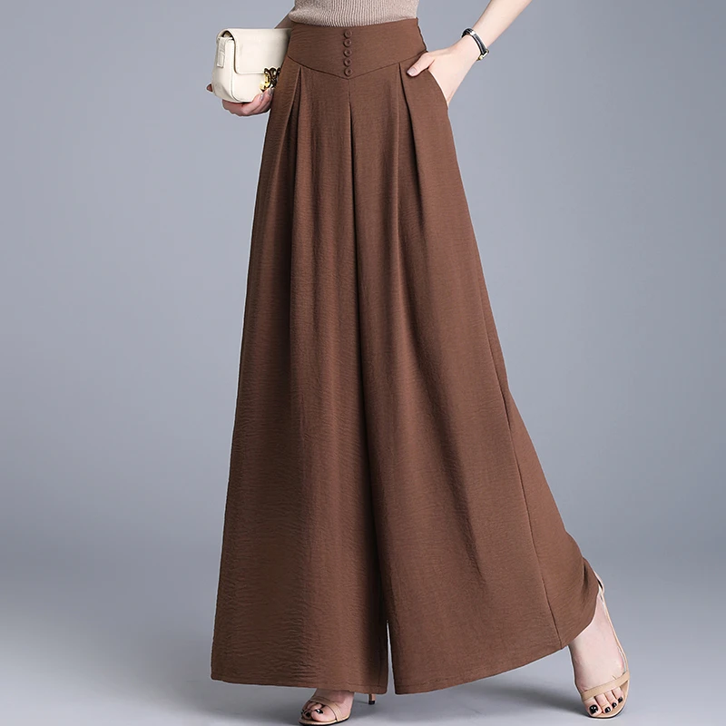 长款裙裤阔腿裤女春夏季薄款新款高腰垂感甩裤大脚冰丝长裤高个子