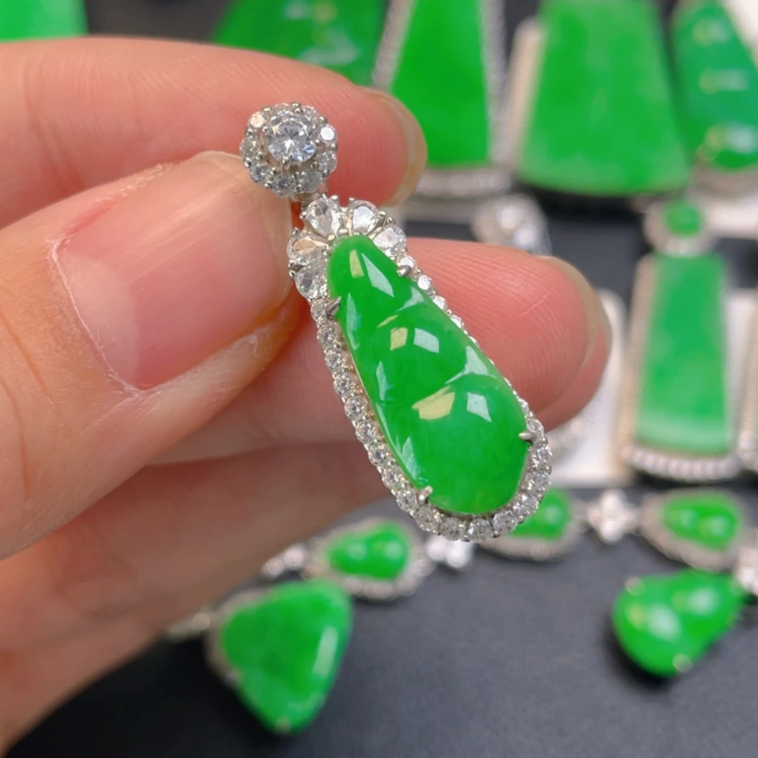 翡翠银S925镶嵌吊坠(不含链)