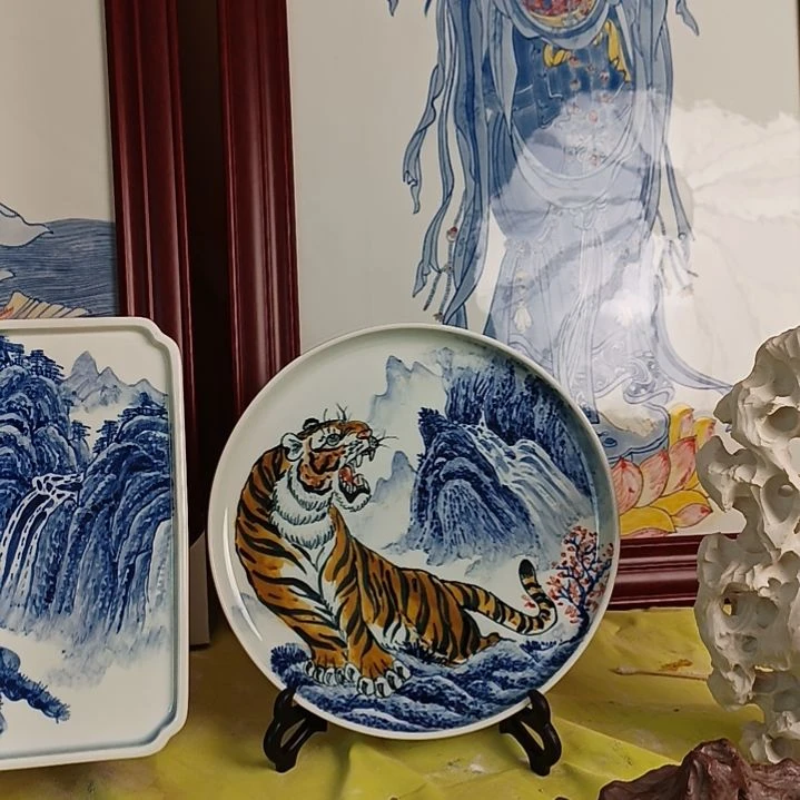 冰***泉景德镇手绘釉下彩手绘