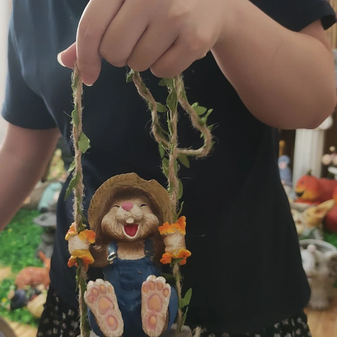 合成树脂树脂秋千兔子挂件