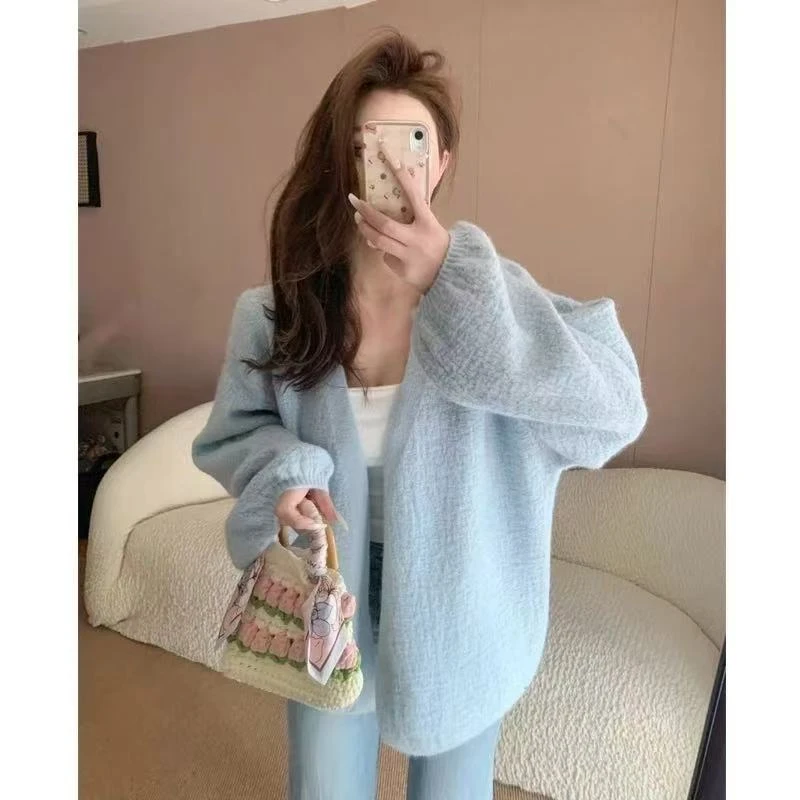 原版正版2025春款开衫树皮纹遮肉毛衣开衫女亮色显白外套女