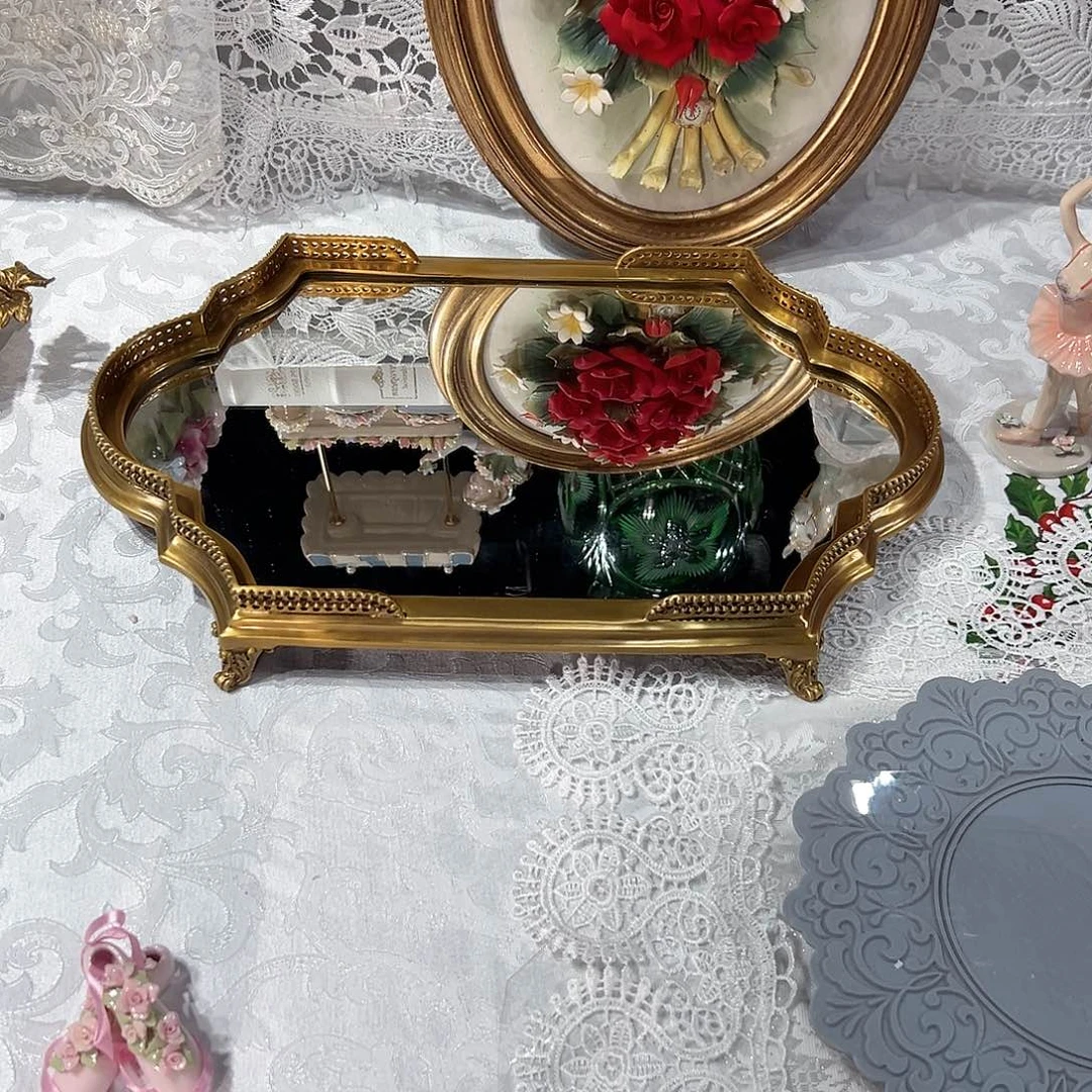 陶瓷F3295铜镜面托盘收纳