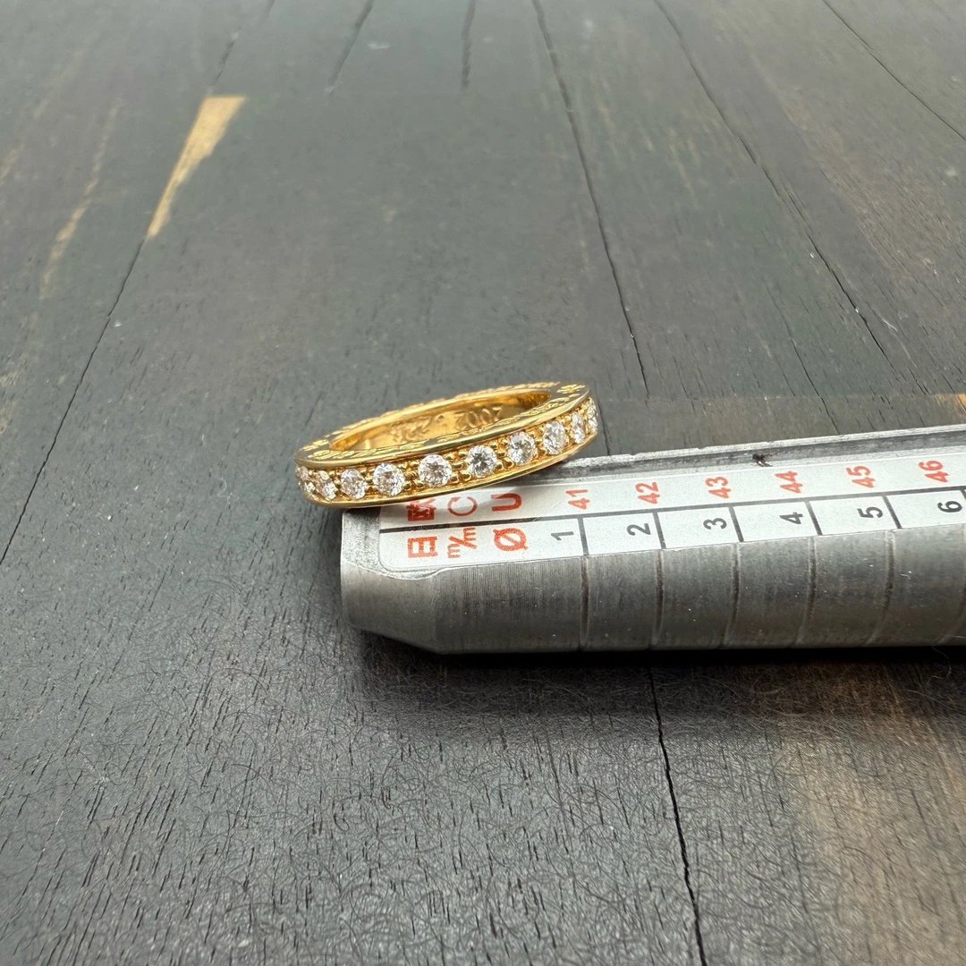 US6码 Chrome Hearts 克罗心 3mm 22k 滚石 满钻 戒指
