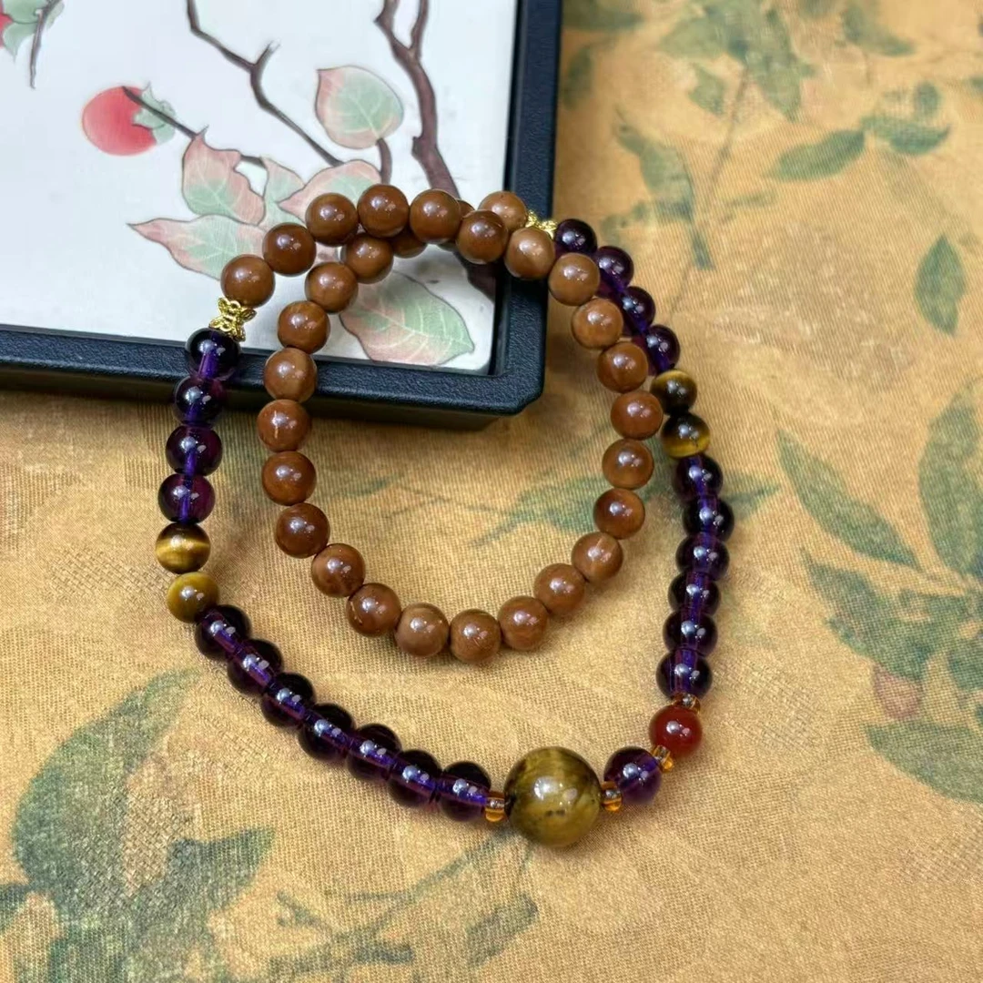 S1462-库克6mm+6mm+虎眼石双圈手串