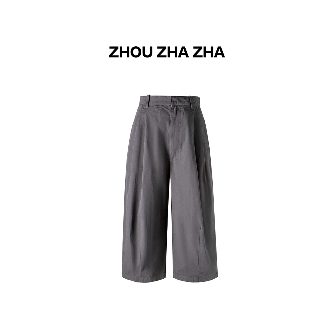 【周炸炸】日系复古直筒简约休闲时尚工装裤阔腿九分裤#531176