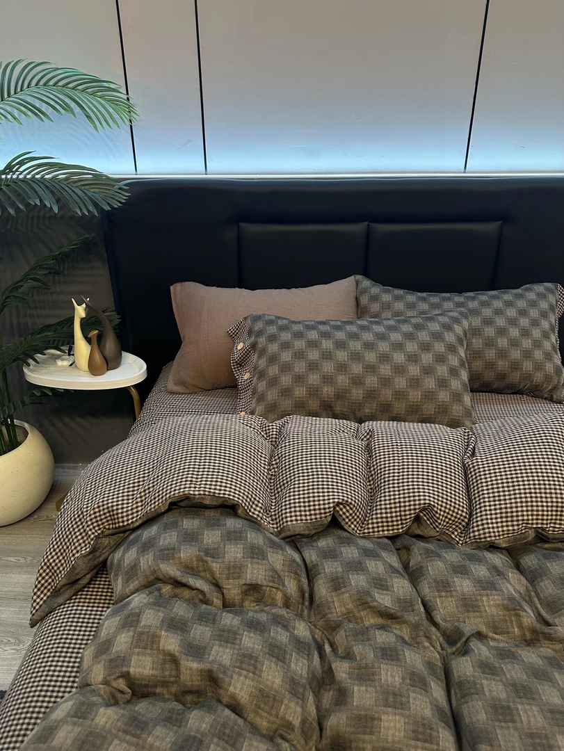 【迷雾幻境】全棉中古风双面色织双层纱简约高级柔软格子复古套件