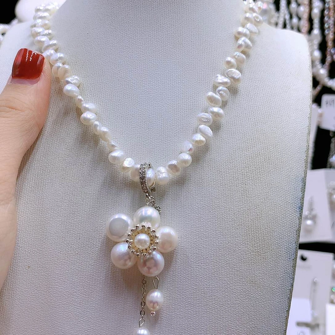 银S925镶嵌耳饰淡水珍珠