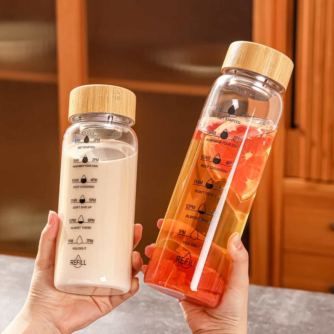 大容量玻璃水杯高颜值女可携式带盖子冷泡果汁杯耐高温男泡茶喝水