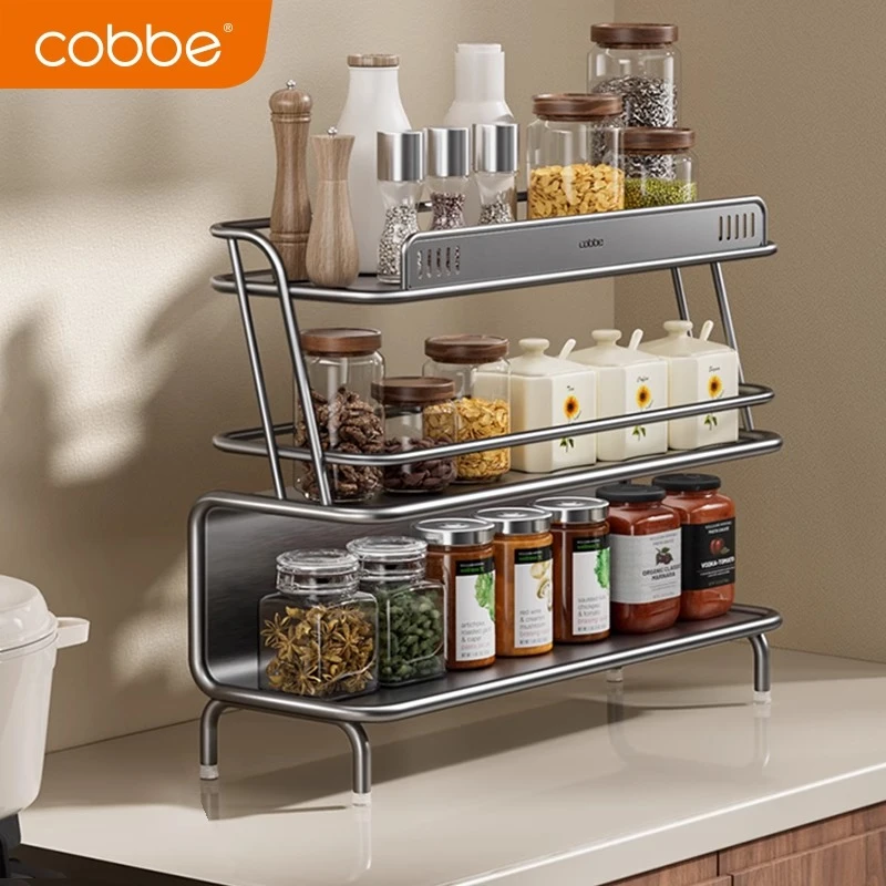 卡贝2025新款厨房置物架多层调味料用品家用不锈钢台面多功能收纳