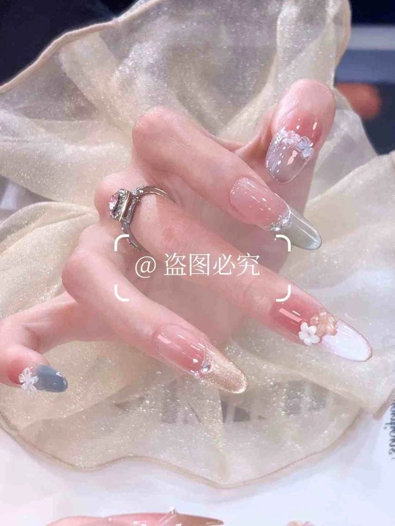 【水晶小花】纯手工穿戴甲光疗美甲片（无收纳盒）