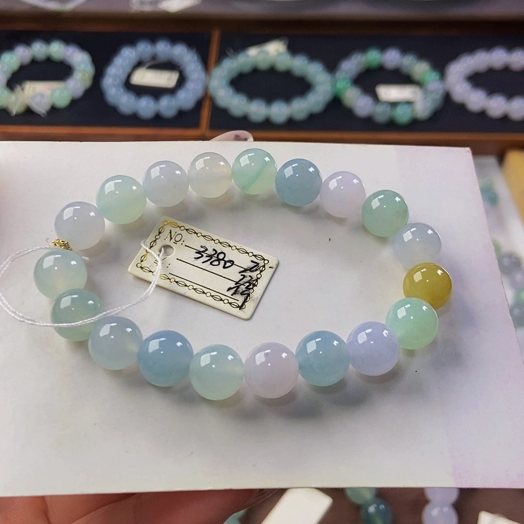 定制翡翠未镶嵌翡翠手串卡9.8