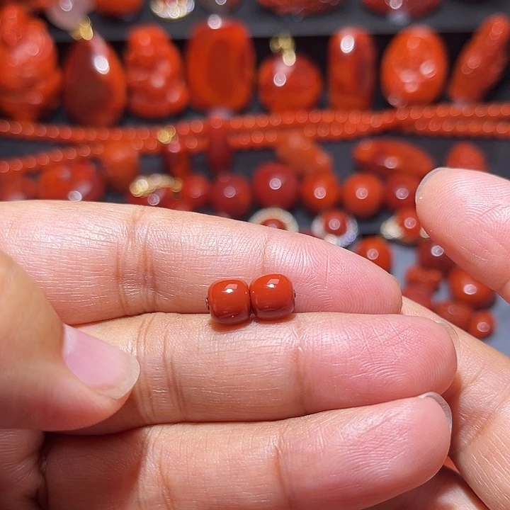 南红玛瑙未镶嵌配饰老型对珠7.3mm
