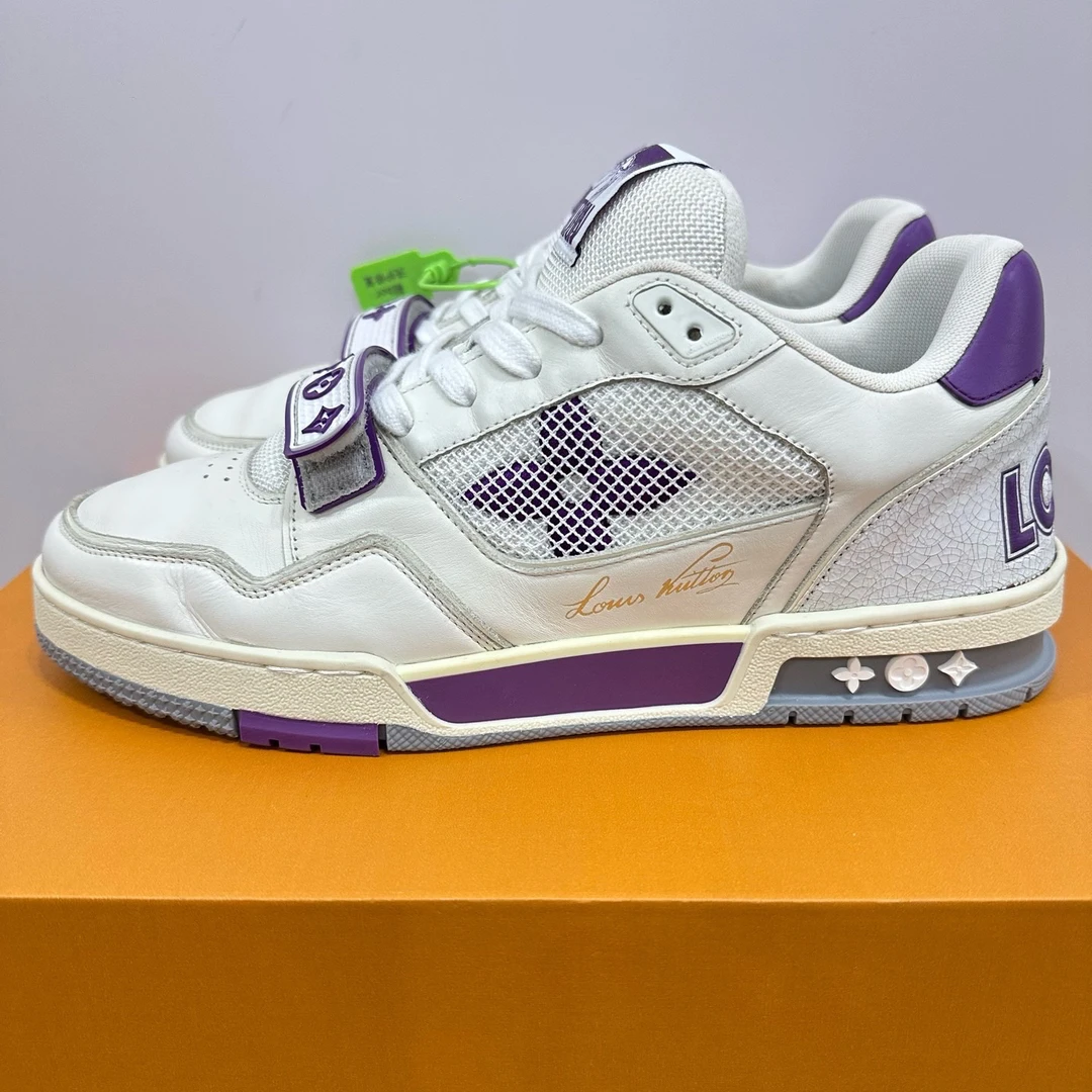 95新 LouisVuitton/路易威登 42码 路易威登LV trainer白紫魔术贴