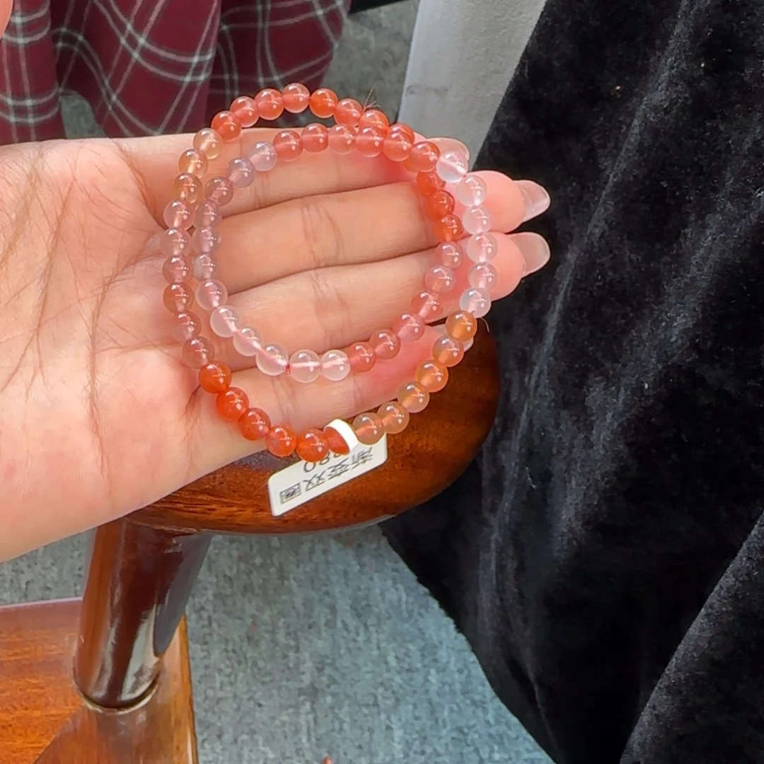 南红玛瑙手串未镶嵌原矿无优化渐变5mm双圈