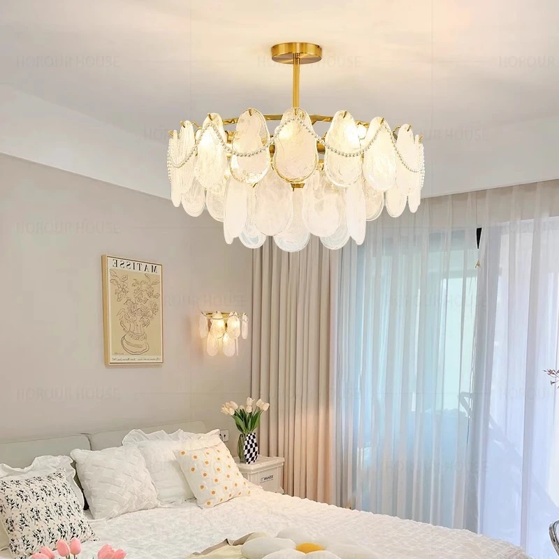 法式吊灯轻奢大气客厅主灯网红餐厅玻璃吊灯云彩奶油风温馨卧室灯