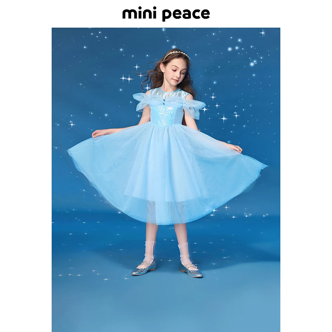 【公主系列】MINIPEACE太平鸟童装女童连衣裙夏重工艾莎蓝公主裙