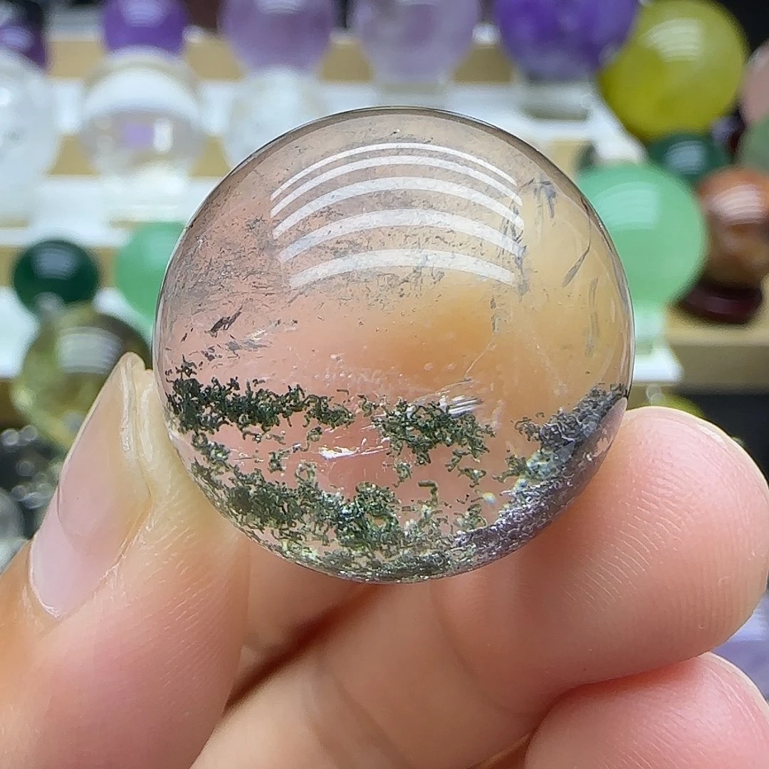 水晶珠宝半成品未镶嵌24.6mm 绿幽灵