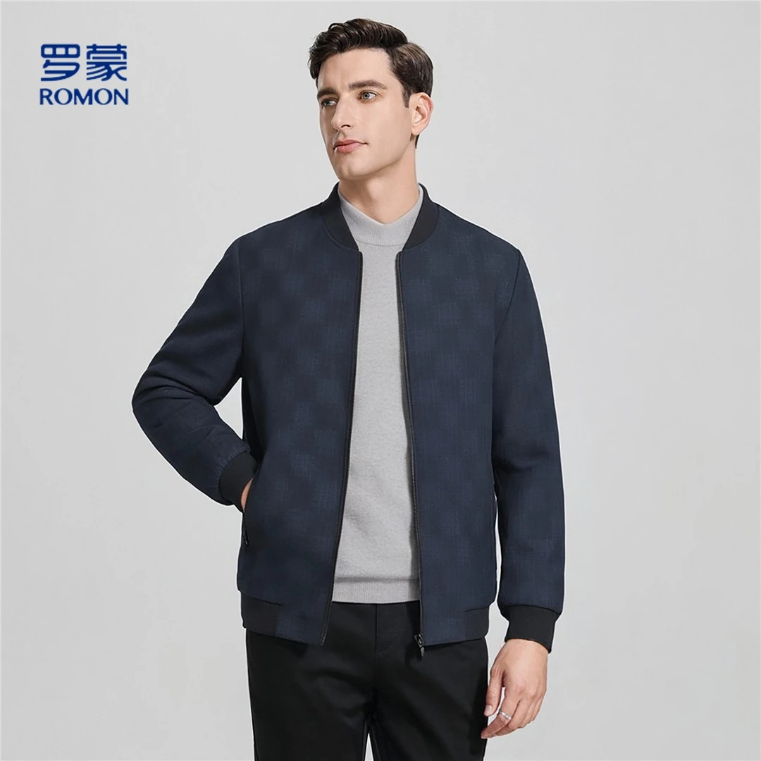 【时尚暗纹】罗蒙外套男舒适男士夹克棒球领夹克外套休闲男士外套