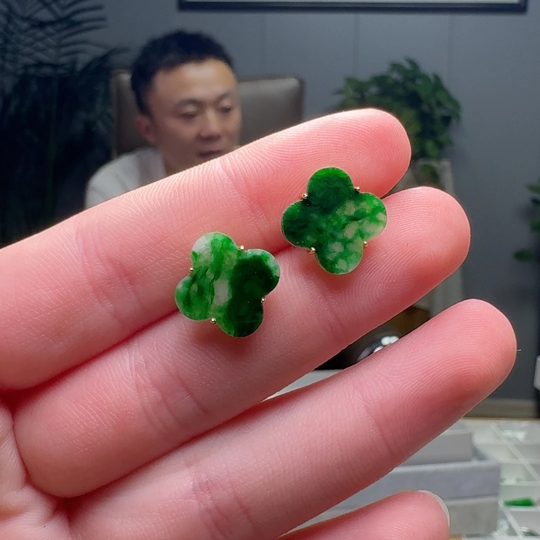 翡翠银S925镶嵌耳饰多样性发货其一