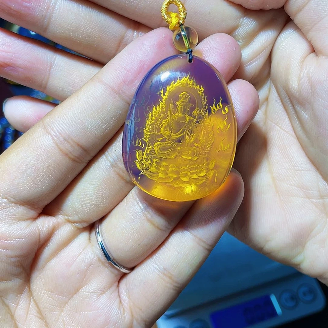 蓝珀裸石未镶嵌呆*水滴虚空藏