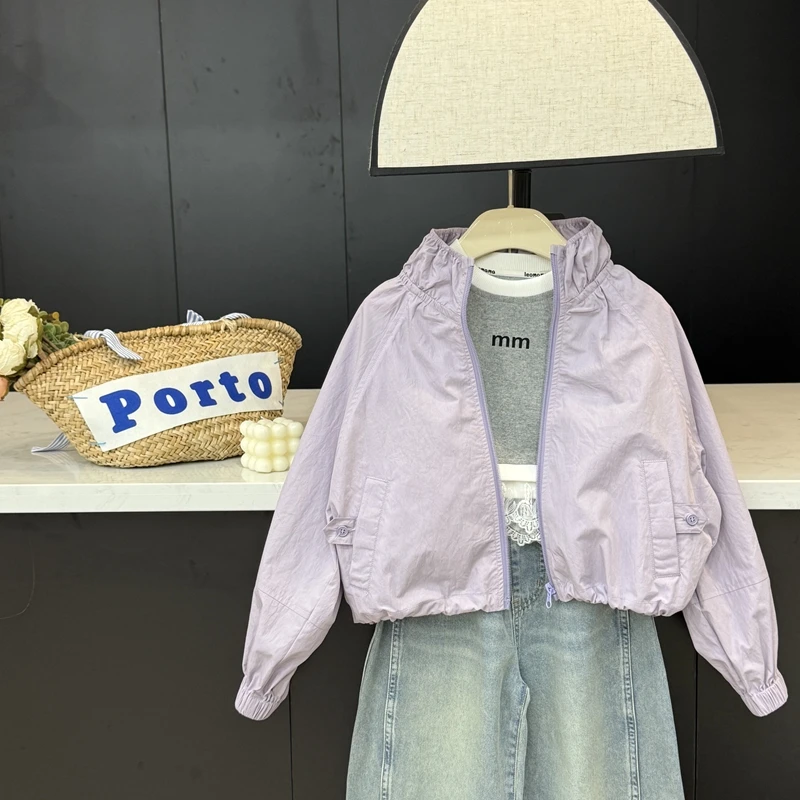 现货leomama【紫色空气】女童设计感外套儿童时尚立领上衣薄款外套