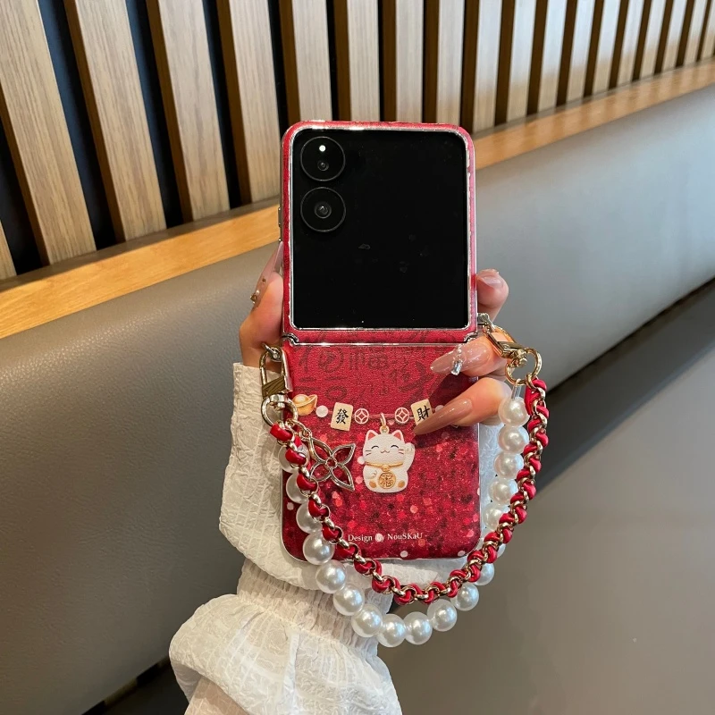 适用小米mixflip2手机壳电镀连体招财猫皮套magicvflip外壳潮华为