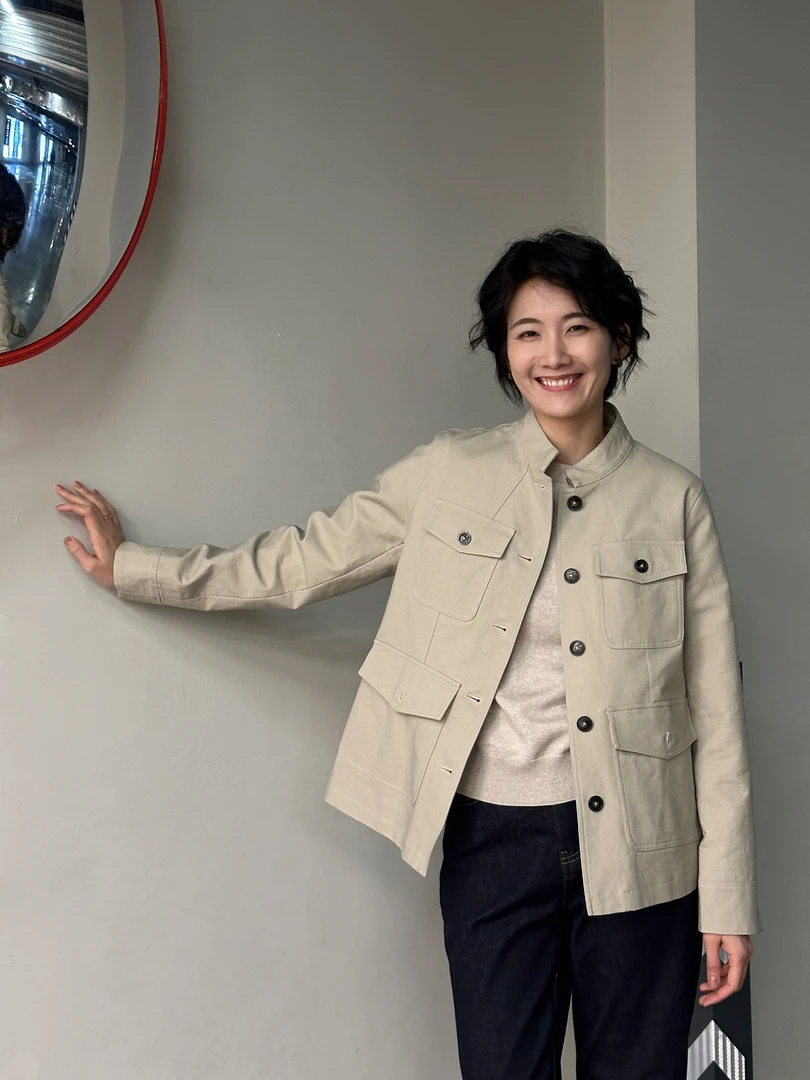 LANGQING 卡其色纯棉立领复古显瘦夹克简约工装外套42718#