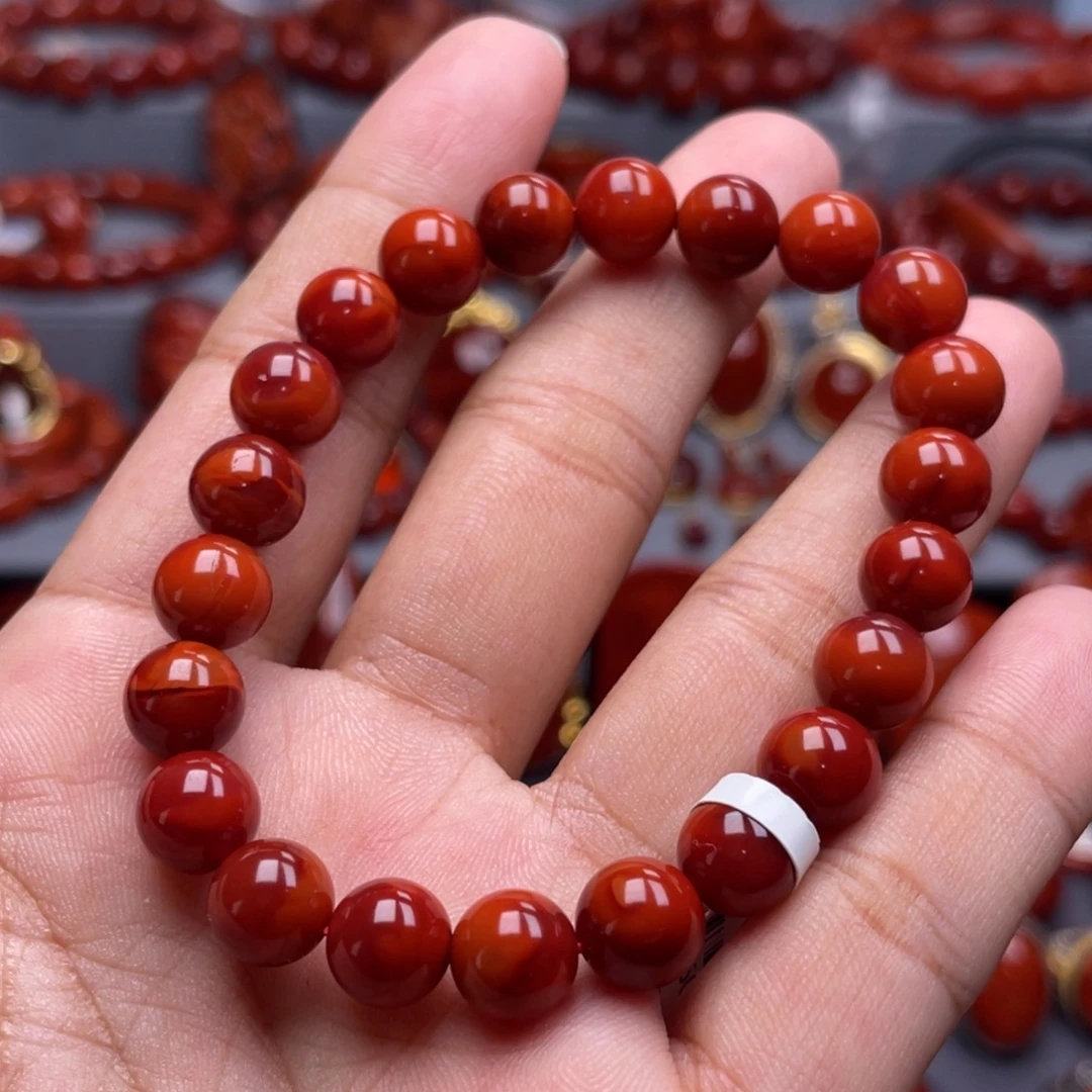 南红玛瑙未镶嵌珠宝奇石单圈8mm