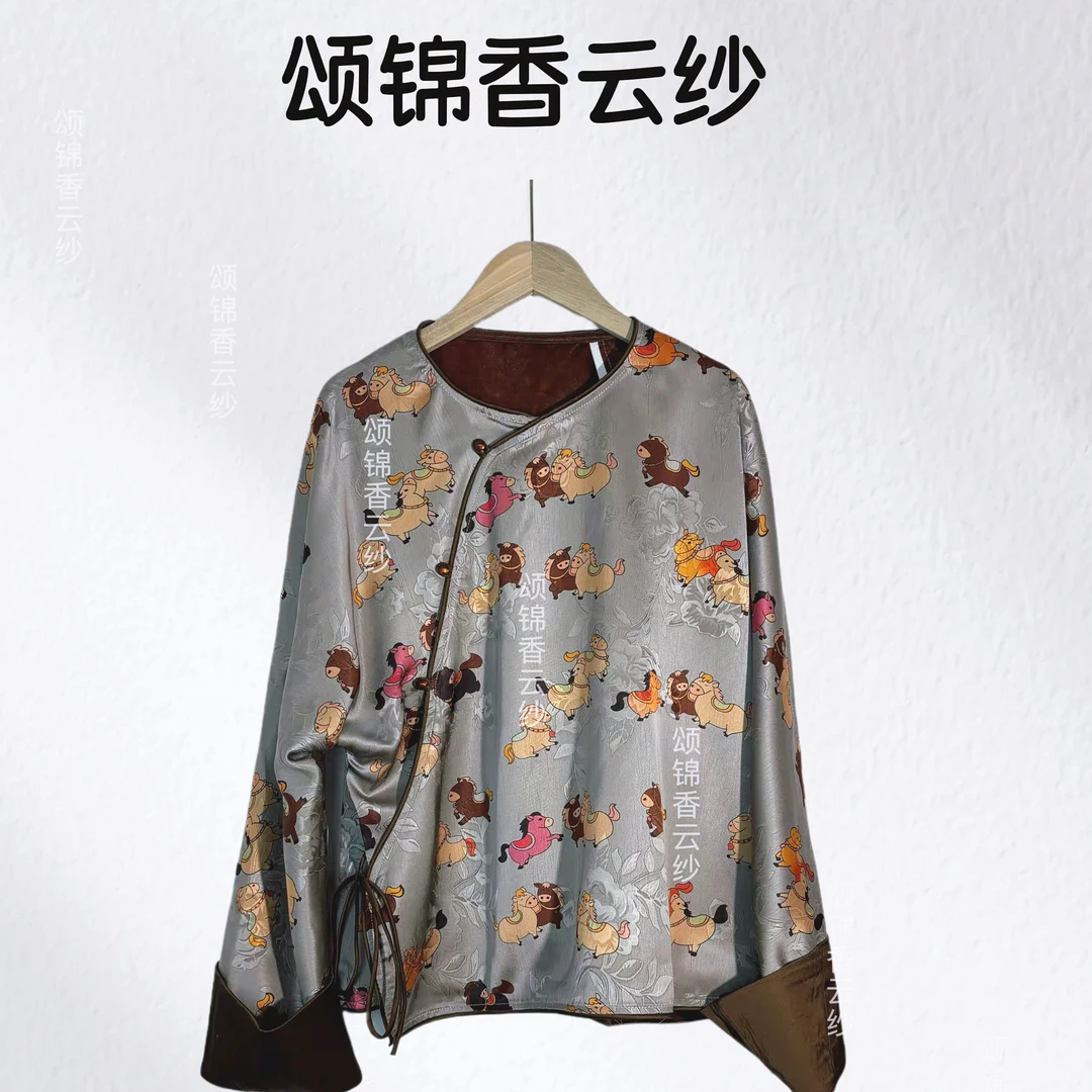 【沧】小马新中式文艺重工印花上衣