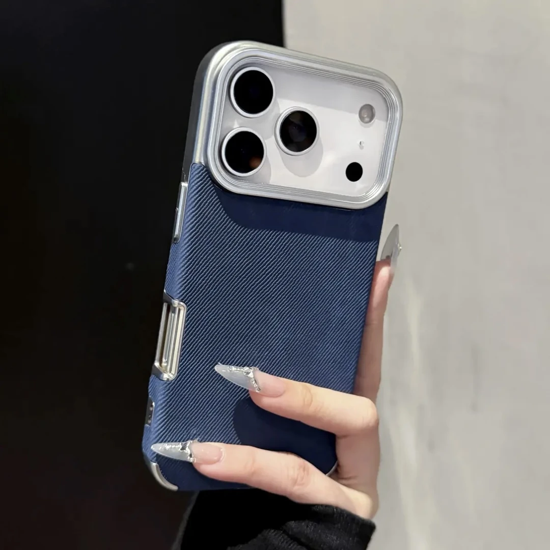 雅天立高级简约牛仔纹适用苹果17promax个性手机壳iPhone16创意15