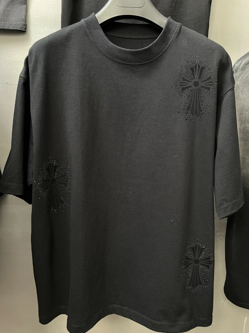 350克重磅水洗五分袖潮牌男装短T