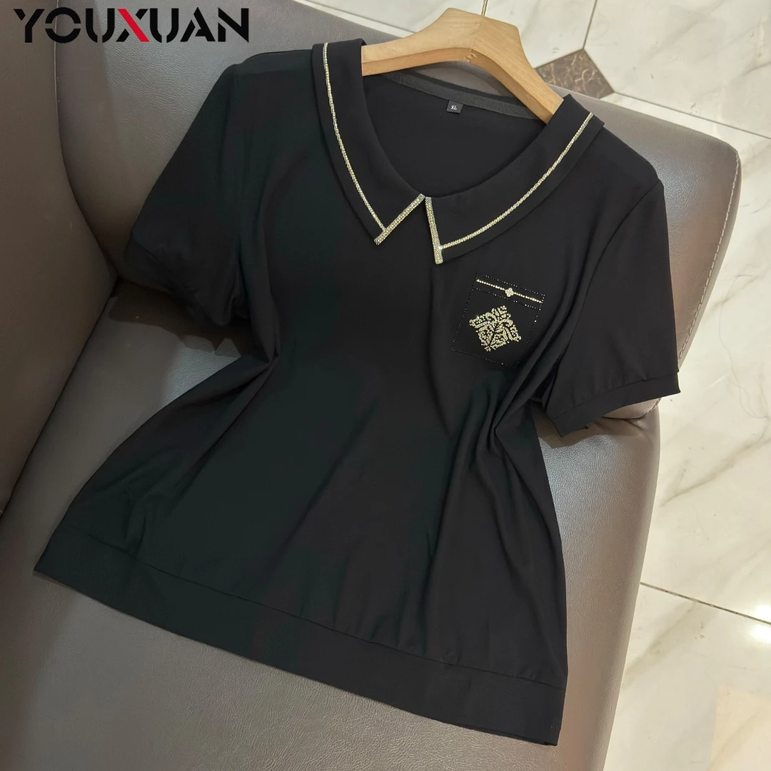 春夏季新品女士短袖翻领休闲T恤上衣女装时尚小衫卫衣3369