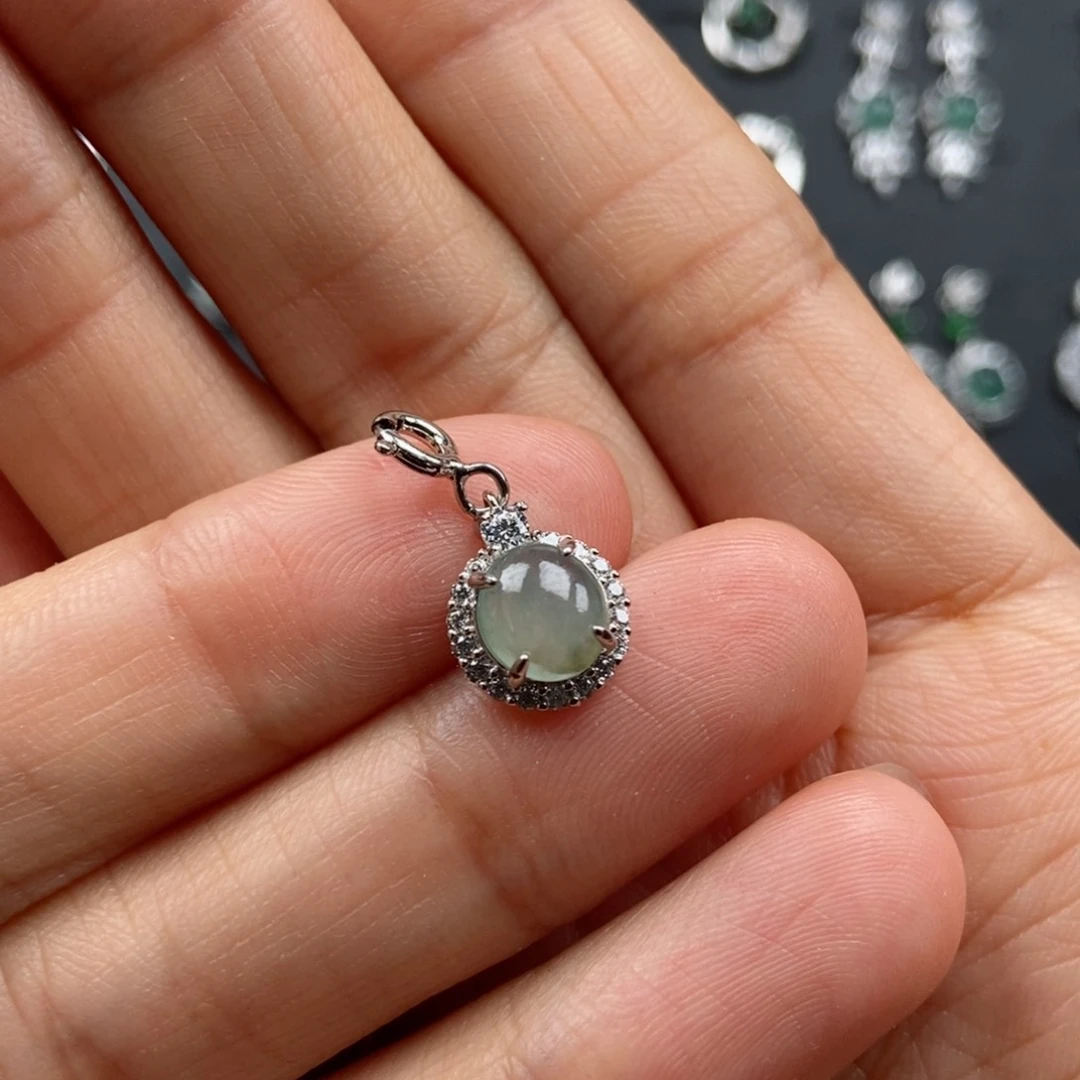 翡翠银S925镶嵌耳饰翡翠首饰