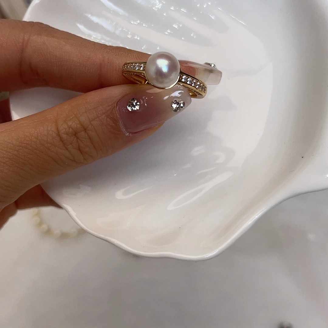 银S925镶嵌海水珍珠戒指