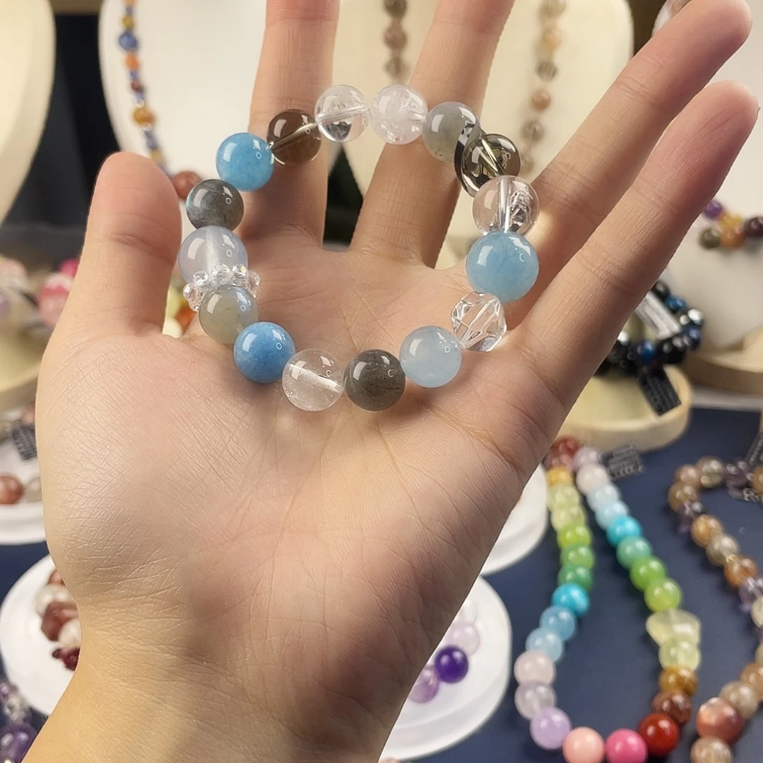 银S925镶嵌手链烟晶